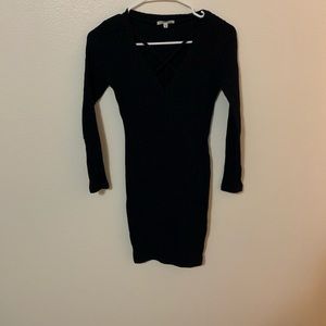 Navy blue ribbed body con dress